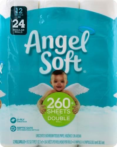 Angel Soft, Toilet Paper, Double Rolls, 12 Count of 234 Sheets Per Roll
