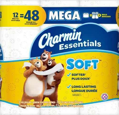 Charmin Essentials Soft Toilet Paper Mega Rolls, 9 ct