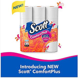 Scott Comfort Plus toilet paper with colorful packaging on a white background