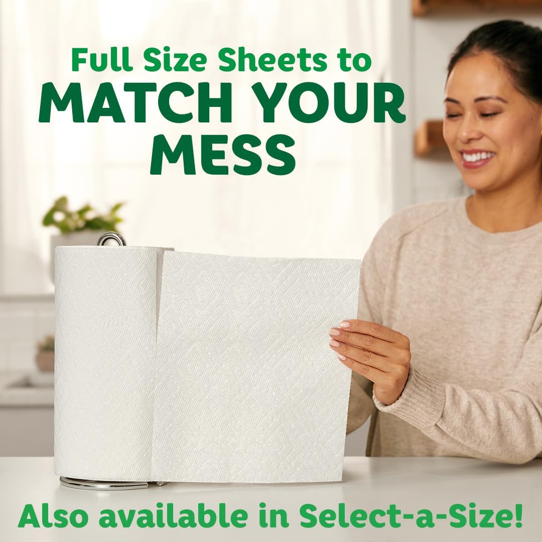 Bounty Full Sheet Paper Towels, White, 2 Triple Rolls = 6 Regular Rolls