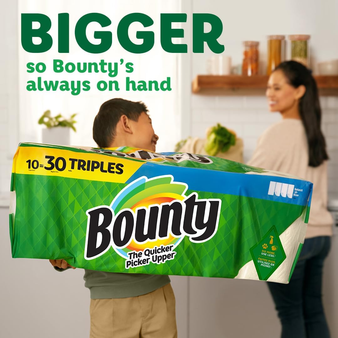 Bounty Full Sheet Paper Towels, White, 2 Triple Rolls = 6 Regular Rolls