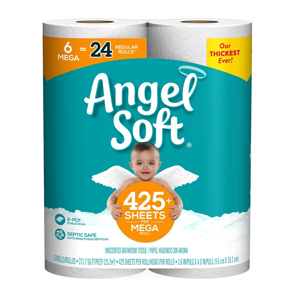 Angel Soft Toilet Paper, 6 Mega Rolls, 6 Count