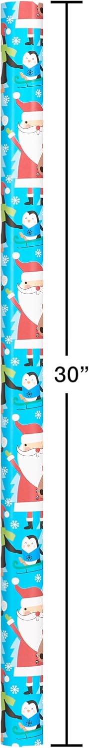 American Greetings Kids' Christmas Wrapping Paper Set with Bows & Tags, 4 Rolls (Santa & Snowmen), 120 Sq Ft – view 3