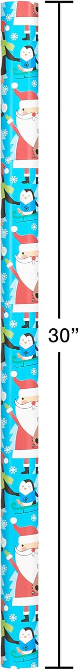 American Greetings Kids' Christmas Wrapping Paper Set with Bows & Tags, 4 Rolls (Santa & Snowmen), 120 Sq Ft – view 3
