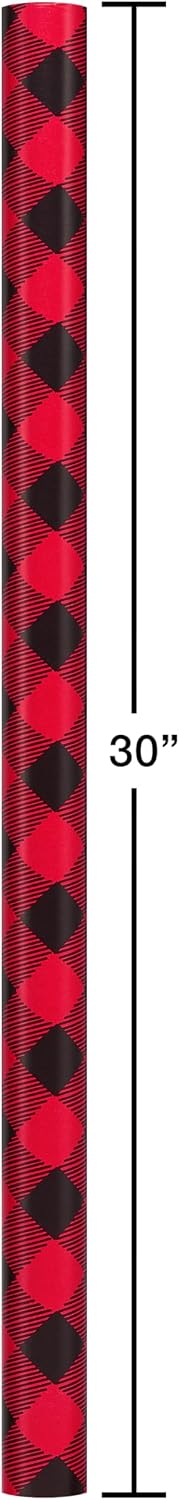 American Greetings Christmas Gift Wrap Set, 4 Rolls (Buffalo Plaid) with 7 Bows & 30 Gift Tags, 120 Sq Ft – view 3