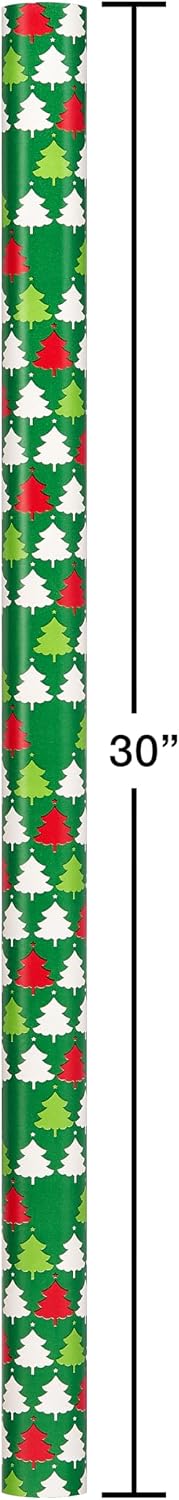 American Greetings Reversible Christmas Wrapping Paper, 4 Rolls (Red & Green Foil) – view 3