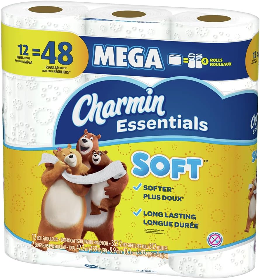 Charmin Essentials Soft Toilet Paper Mega Rolls, 9 ct