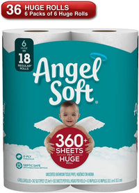 ANGEL SOFT Toilet Paper Bath Tissue, 36 Huge Rolls, 360+ 2-Ply Sheets Per Roll