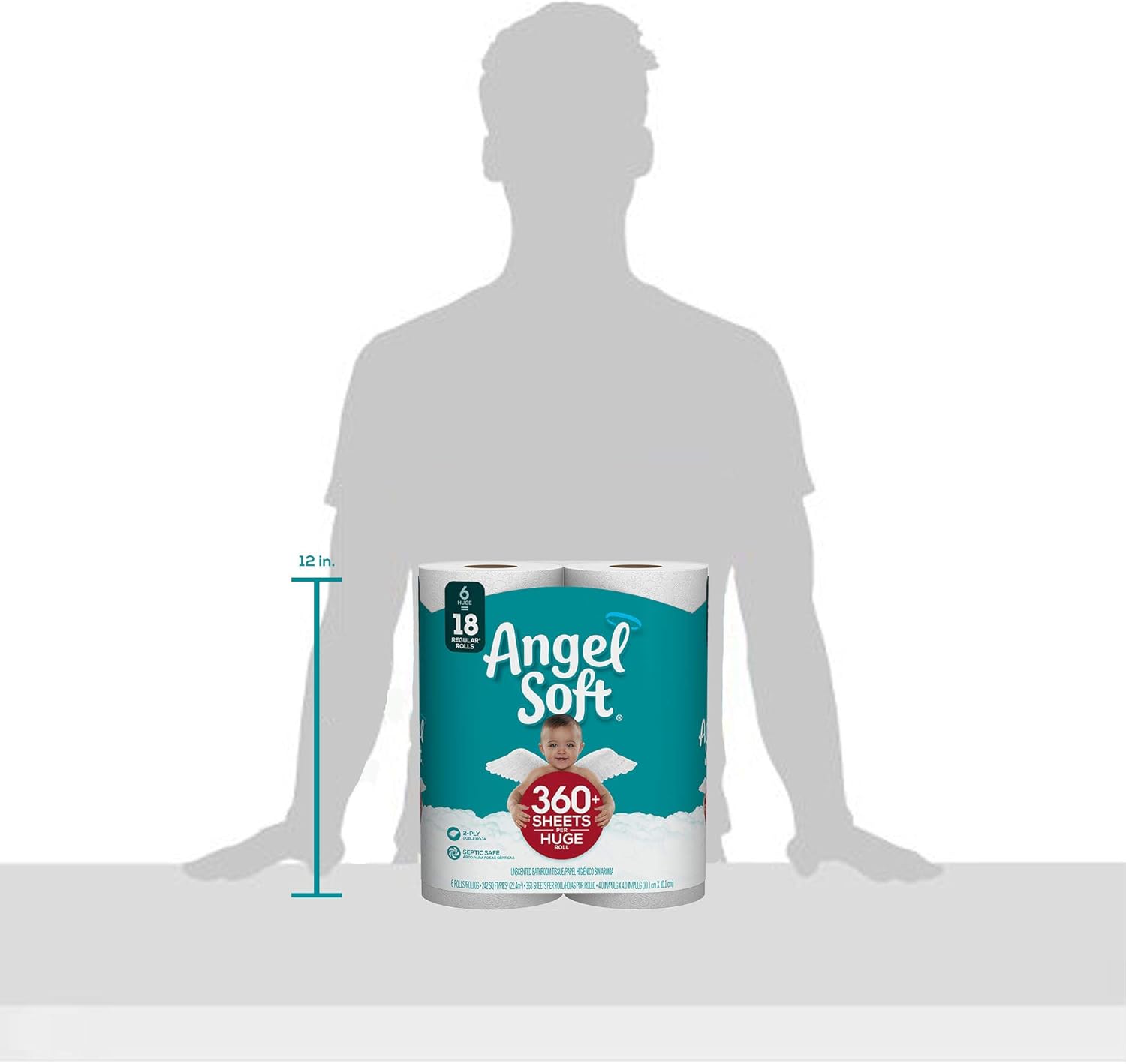 ANGEL SOFT Toilet Paper Bath Tissue, 36 Huge Rolls, 360+ 2-Ply Sheets Per Roll