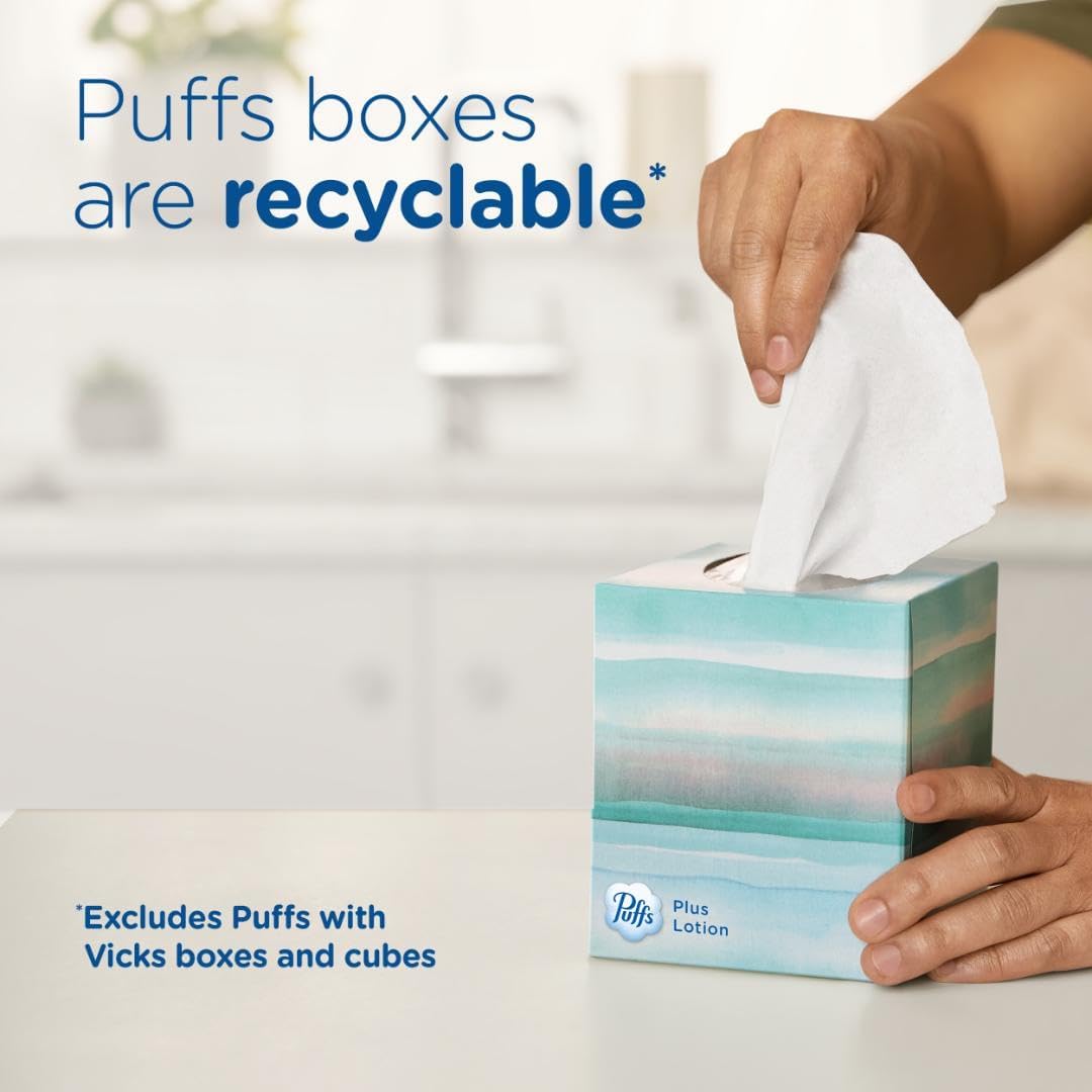 Puffs Plus Lotion Facial Tissue, 18 Cubes, 56 Tissues Per Box