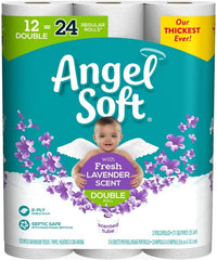 Angel Soft Toilet Paper with Fresh Lavender Scent, 12 Double Rolls=24 Regular Rolls, 200+ 2-Ply Sheets
