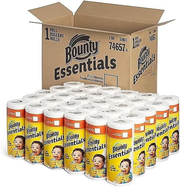 Bounty 75720 Essentials Select-A-Size Paper Towels, 2-Ply, 78 Sheets/Roll, 12 Rolls/Carton, 12 Count (Pack of 1)