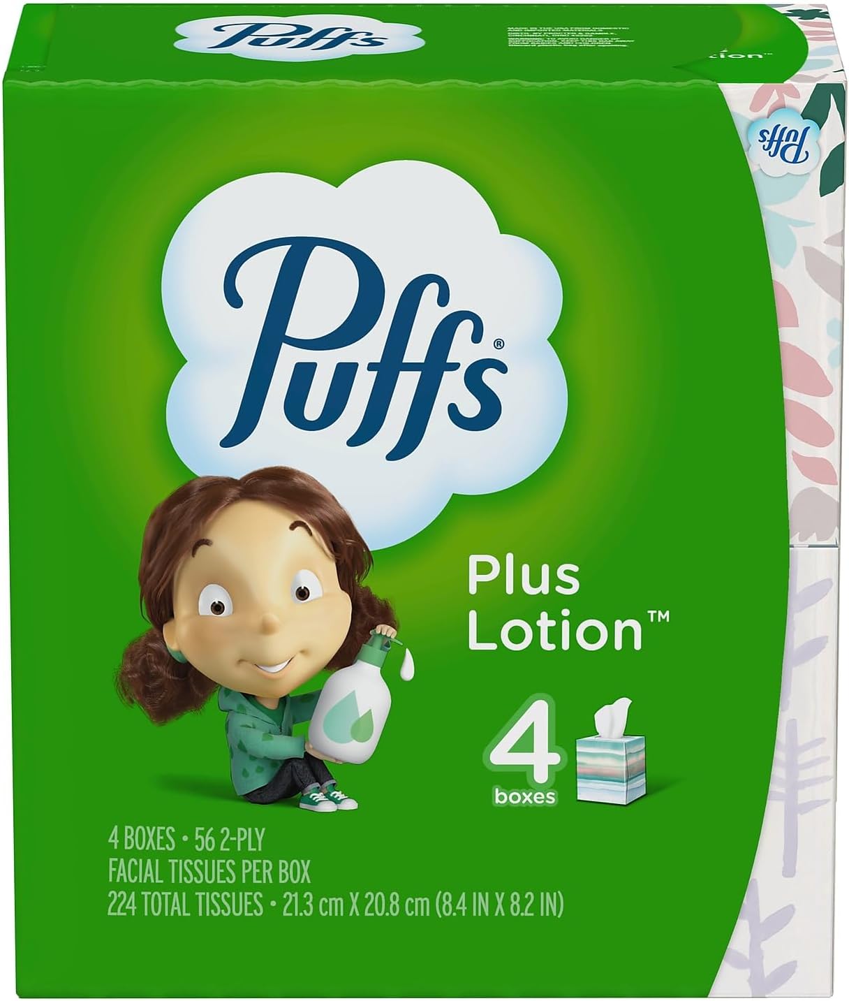 Puffs Plus Lotion Facial Tissue, 2-ply, 56 Tissues/Box, 4 Boxes/Pack (34899)