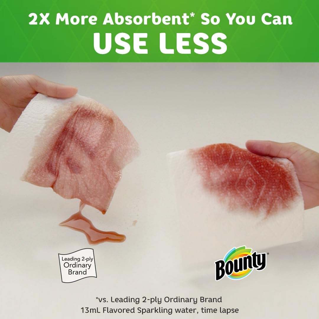 Bounty Full Sheet Paper Towels, White, 2 Triple Rolls = 6 Regular Rolls
