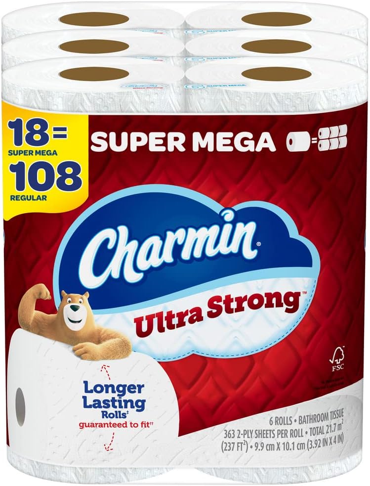 Charmin Ultra Strong Toilet Paper 6 Mega Rolls, 220 Sheets Per Roll
