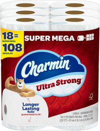 Charmin Ultra Strong Toilet Paper 6 Mega Rolls, 220 Sheets Per Roll