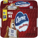 Pack of Charmin Ultra Strong toilet paper with a bear character on a red background