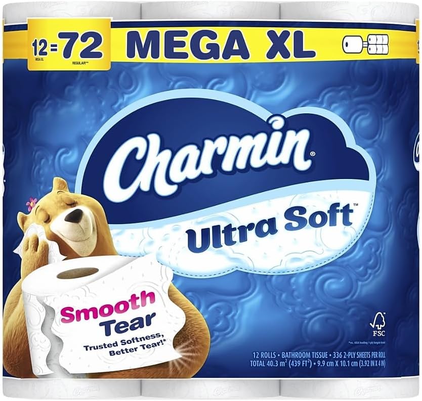 Charmin Ultra Soft Toilet Paper 12 Mega XL Rolls, 336 Sheets Per Roll