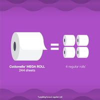 Cottonelle Ultra Comfort Toilet Paper, 12 Mega Rolls (48 Regular Rolls), 244 Sheets per Roll