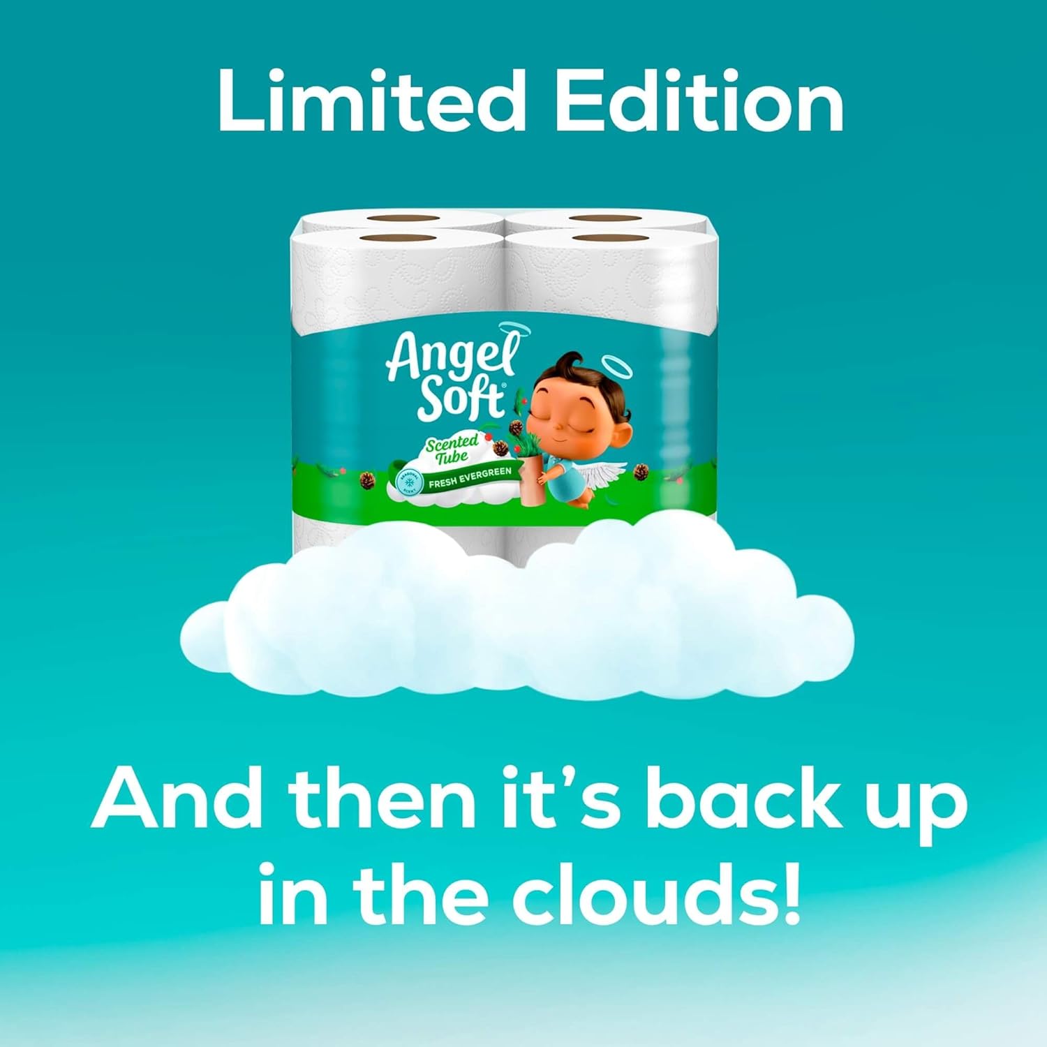 Angel Soft Toilet Paper with Fresh Evergreen Scented Tube, 8 Mega Rolls = 32 Regular Rolls, Soft and Strong Toilet Tissue