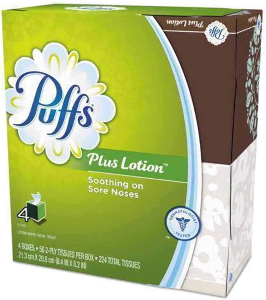 Puffs Plus Lotion Facial Tissue, 3 Family Boxes, 124 Tissues Per Box