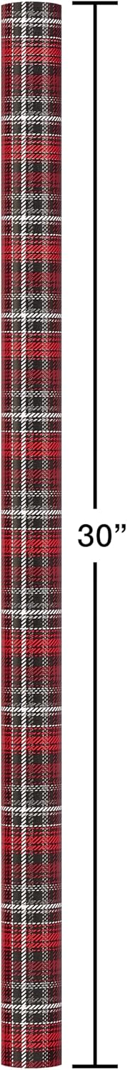American Greetings Red, Black & White Plaid Christmas Wrapping Paper Set with Bows & Tags, 4 Rolls, 120 Sq Ft – view 3
