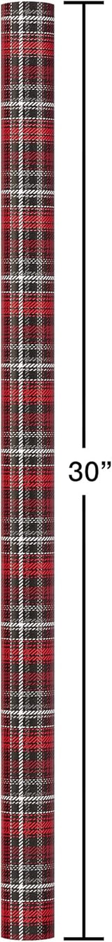 American Greetings Red, Black & White Plaid Christmas Wrapping Paper Set with Bows & Tags, 4 Rolls, 120 Sq Ft – view 3