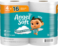 Angel Soft Toilet Paper, 16 Mega Rolls = 64 Regular Rolls, Soft and Strong Toilet Tissue