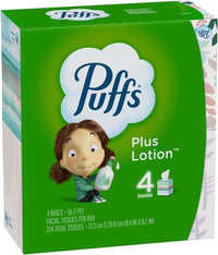 Puffs Plus Lotion Facial Tissue, 2-ply, 56 Tissues/Box, 4 Boxes/Pack (34899)