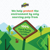 Bounty logo with a sign in a forest, promoting environmental responsibility.