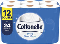 Cottonelle Ultra CleanCare Toilet Paper, 12 Double Rolls, Strong Bath Tissue (12 Double Rolls = 24 Regular Rolls)