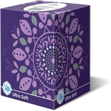 Purple box with floral pattern and 'Puffs' branding on a white background