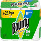 Bounty paper towels packaging with green and yellow design