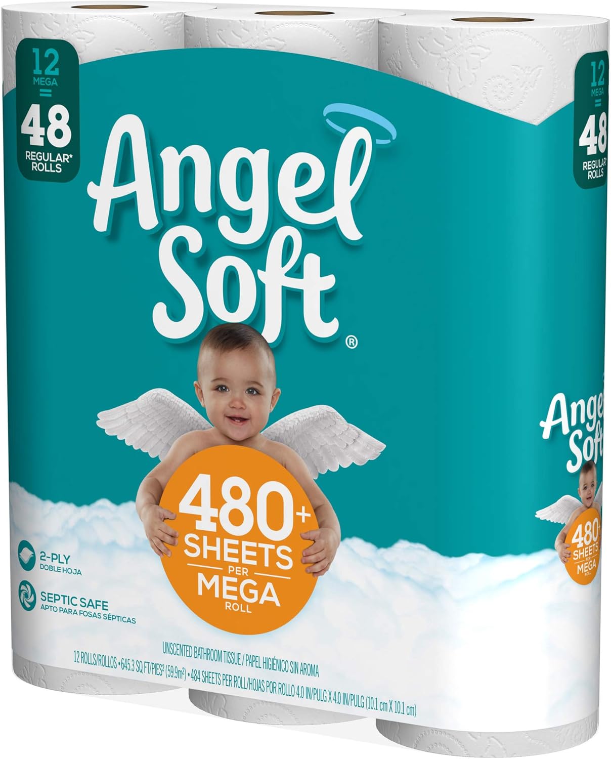 Angel Soft Toilet Paper, 484 Sheets per roll, 12 Count (Pack of 1)
