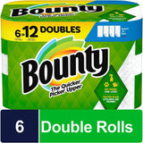 Bounty paper towels packaging with green and yellow design