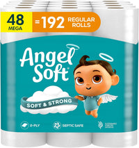 Angel Soft Toilet Paper, 16 Mega Rolls = 64 Regular Rolls, Soft and Strong Toilet Tissue