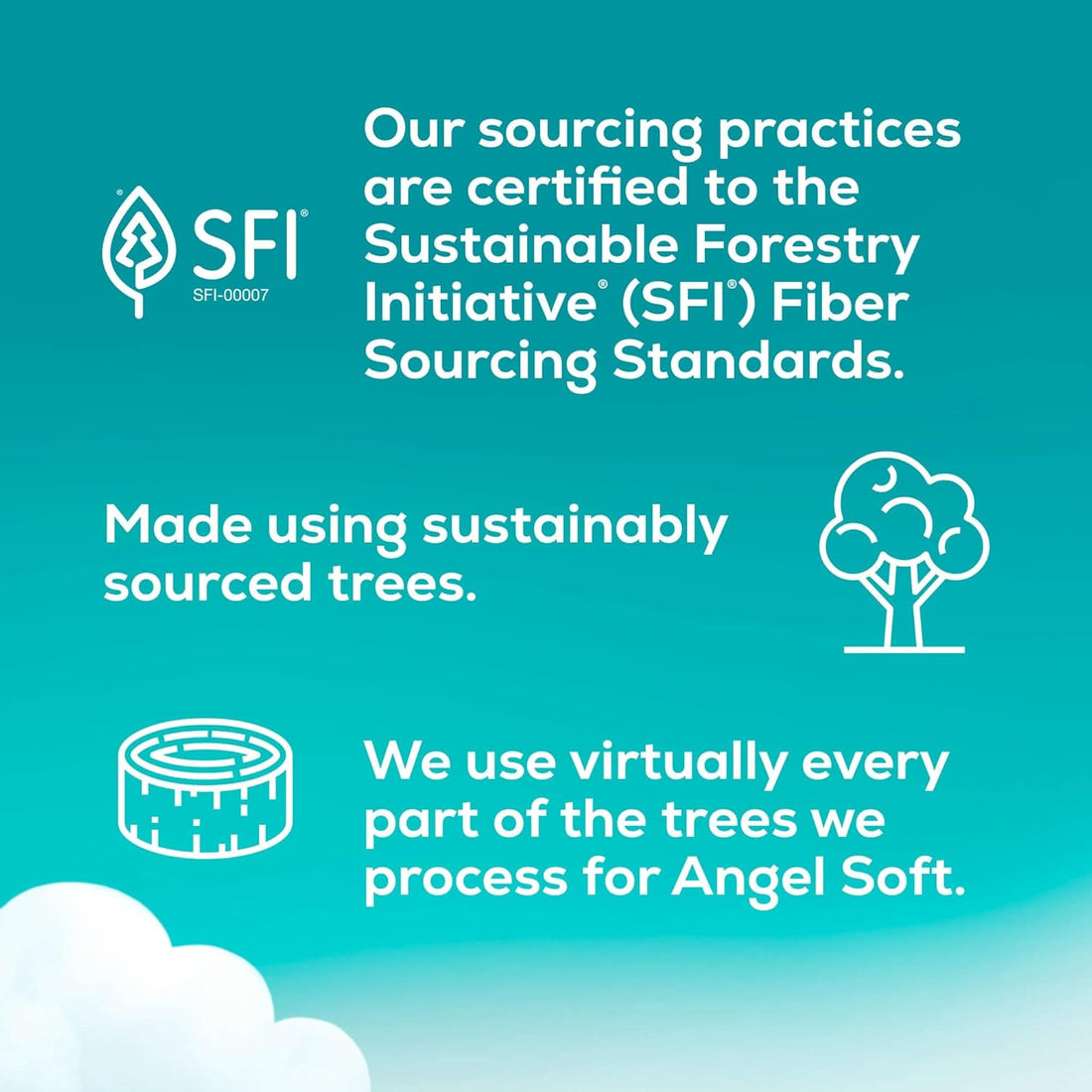 Promotional graphic about sustainable forestry practices with SFI logo and tree icons on a blue background.