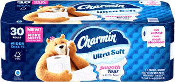 Charmin Ultra Soft Bathroom Tissue Ultra Soft 30 Jumbo Rolls. Our Softest and Most absorbent Jumbo Rolls 2-Ply 30 Rolls