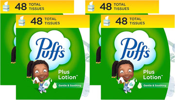 Puffs Plus Lotion Facial Tissue, 1 Cube Box, 48 Tissues Per Box (Pack of 4)