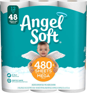 Angel Soft Toilet Paper, 484 Sheets per roll, 12 Count (Pack of 1)