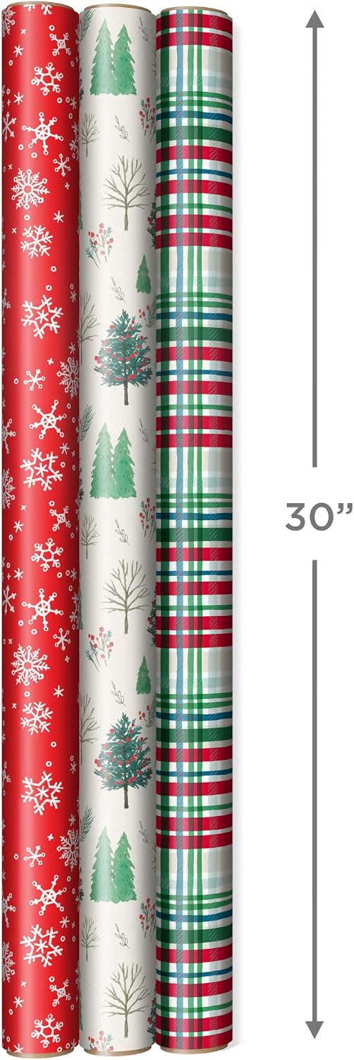 Hallmark Red & Green Christmas Wrapping Paper Set with Bows, Ribbon & Tags, 3 Rolls, 90 Sq Ft – view 3