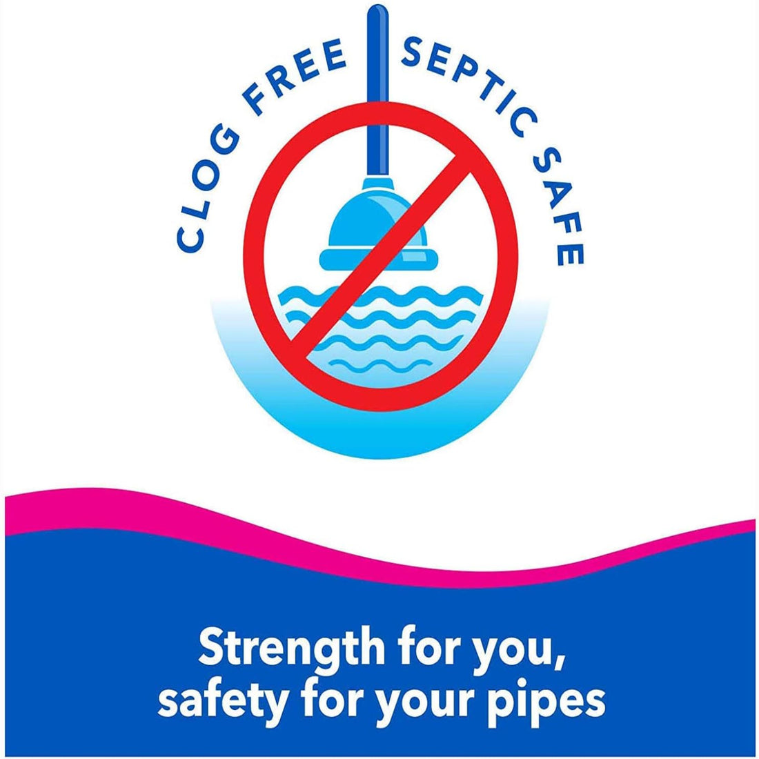 Logo with 'Clog Free Septic Safe' text and a blue and red icon on a white background.