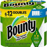 Bounty paper towels packaging with green and yellow design