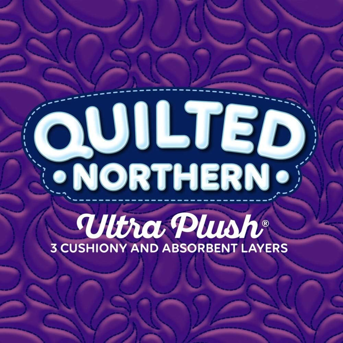 Quilted Northern Ultra Plush logo on a purple textured background