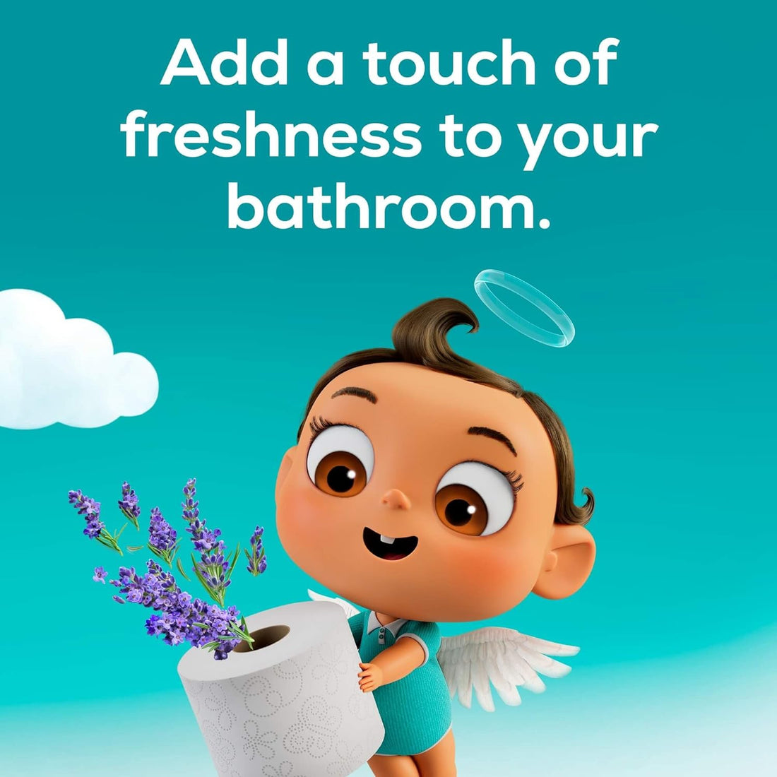 Cartoon character holding a plant with text on a blue background