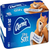 Pack of Charmin Ultra Soft toilet paper with bear character on packaging