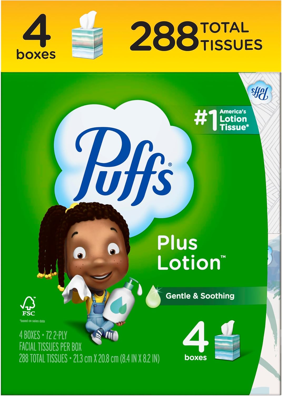 Puffs Plus Lotion Facial Tissue, 18 Cubes, 56 Tissues Per Box