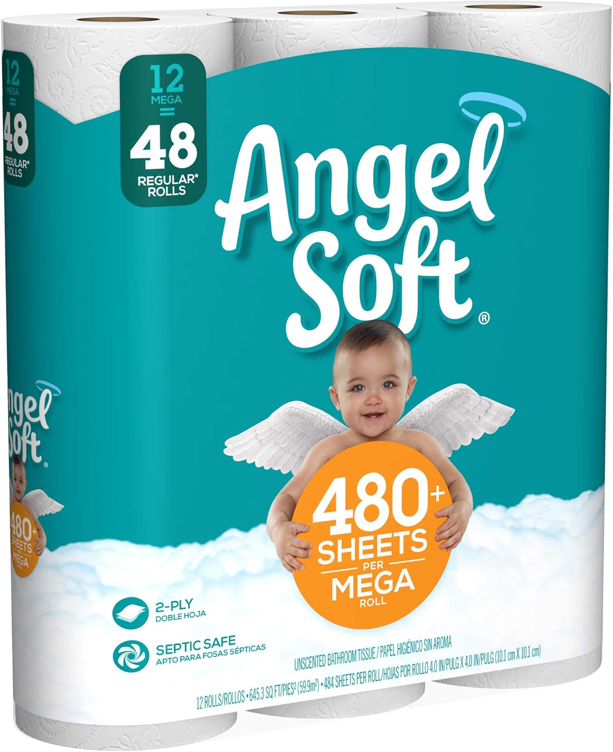 Angel Soft Toilet Paper, 484 Sheets per roll, 12 Count (Pack of 1)