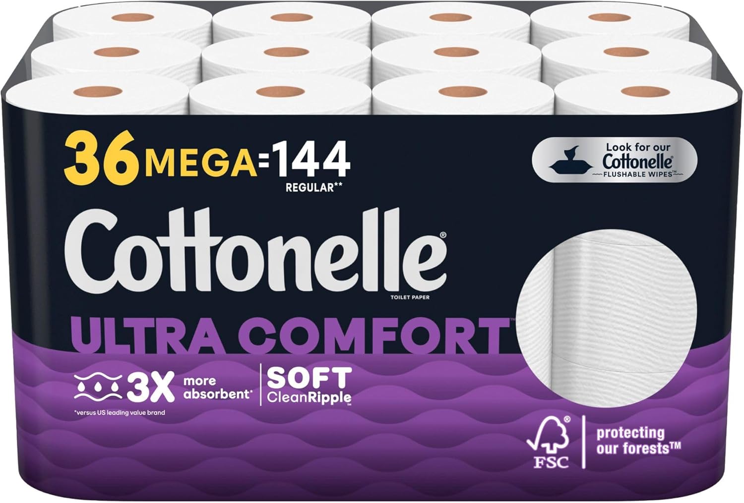 Cottonelle Ultra ComfortCare Toilet Paper (36 Mega Rolls, 268 sheets/roll)