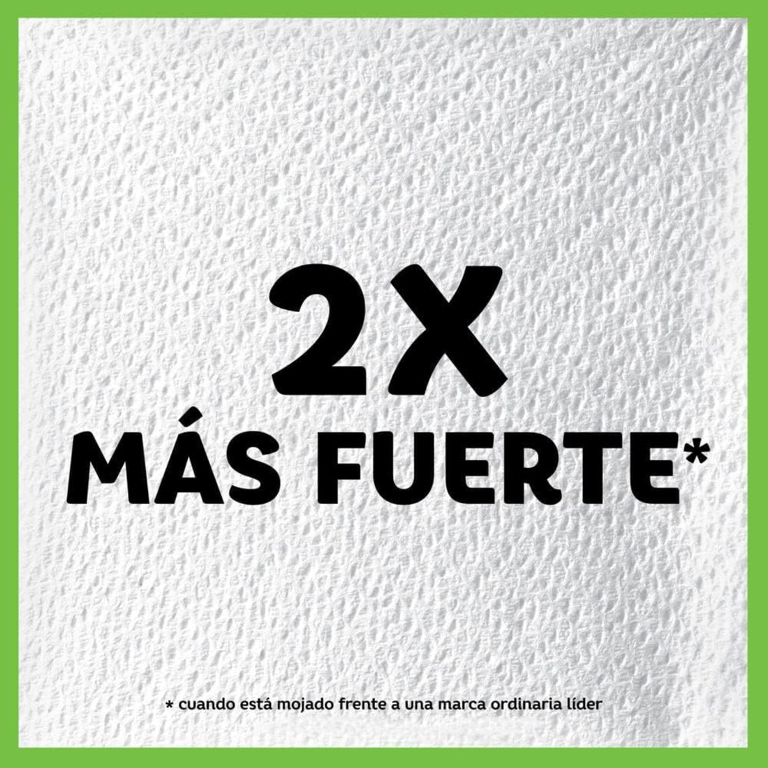 Text '2X Mós Fuerte' on a textured white background with green border